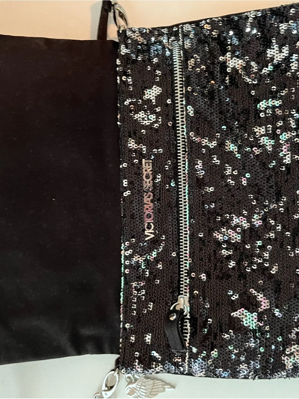 Victoria's Secret Black Iridescent Sequin Crossbody Bag - Picture 1 of 3